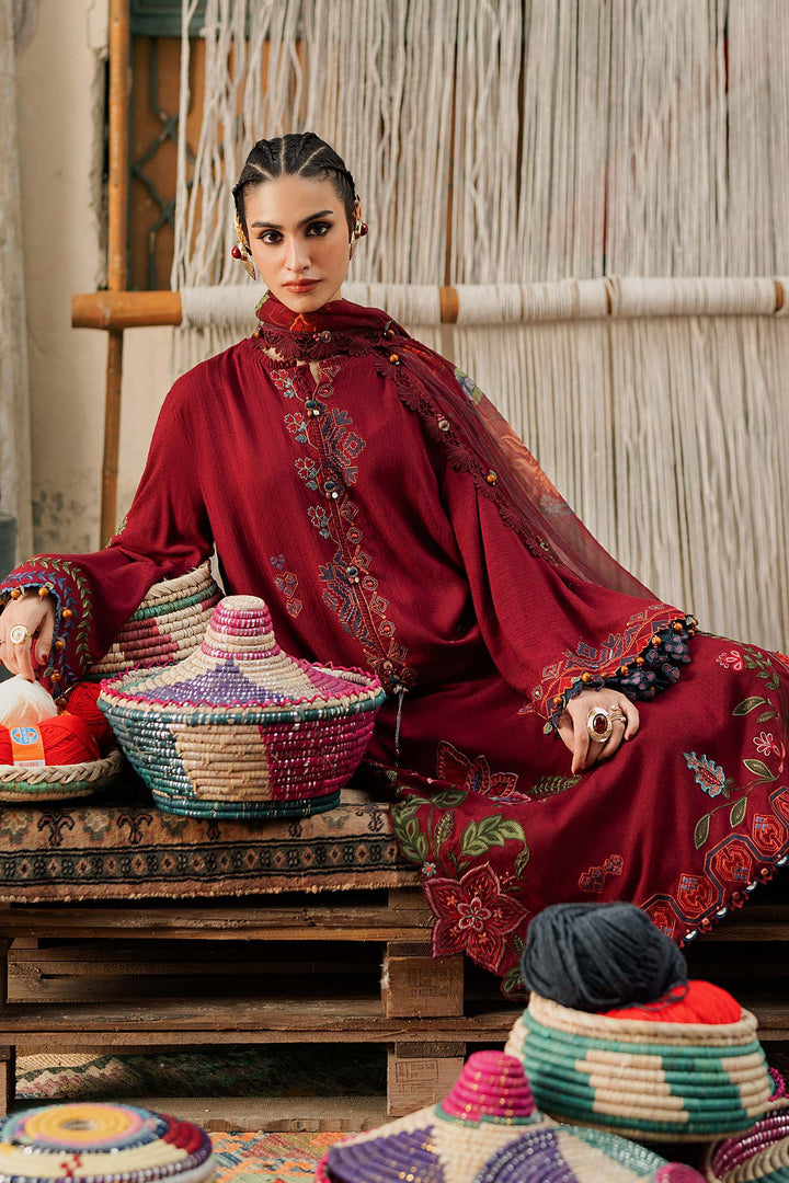 Maria B M.Prints 10A maroon dobby linen unstitched suit – view 4