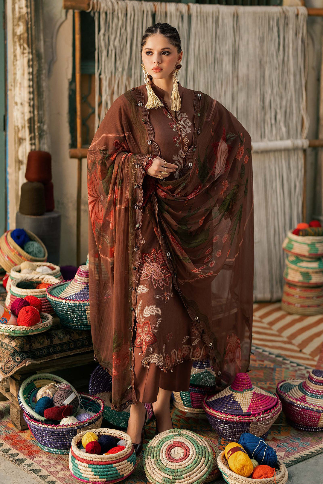 Maria B M.Prints 10B light brown dobby linen unstitched suit – view 3