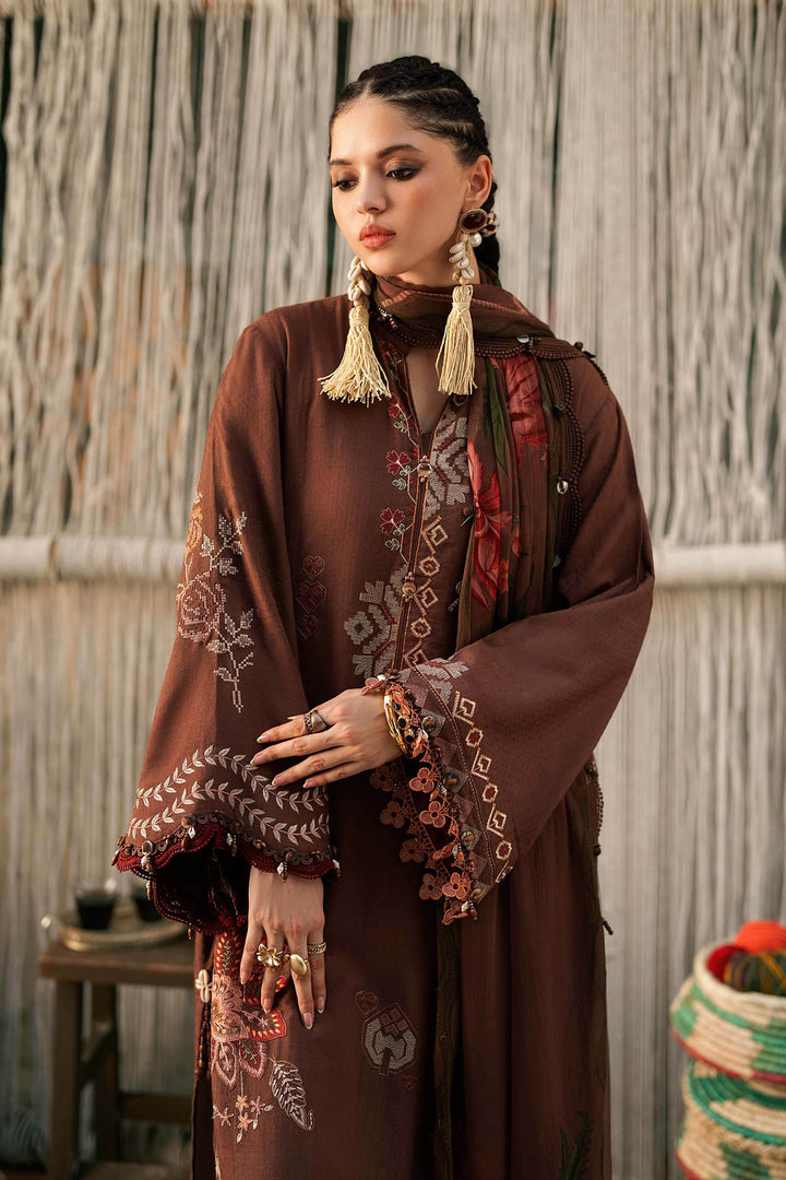 Maria B M.Prints 10B light brown dobby linen unstitched suit – view 4