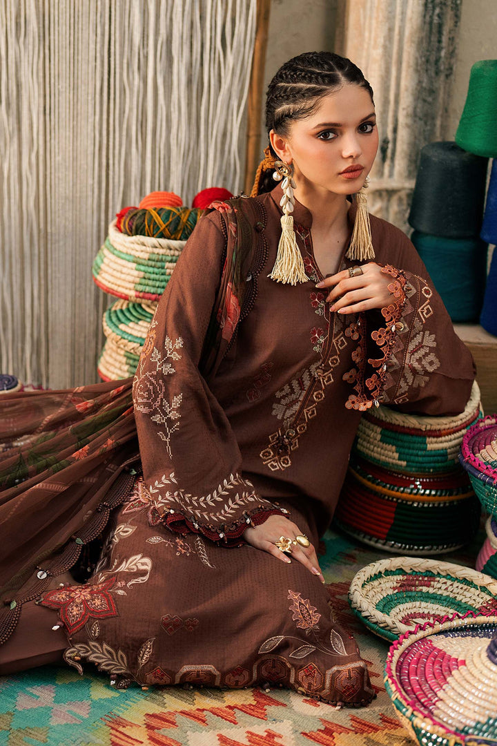 Maria B M.Prints 10B light brown dobby linen unstitched suit – view 1
