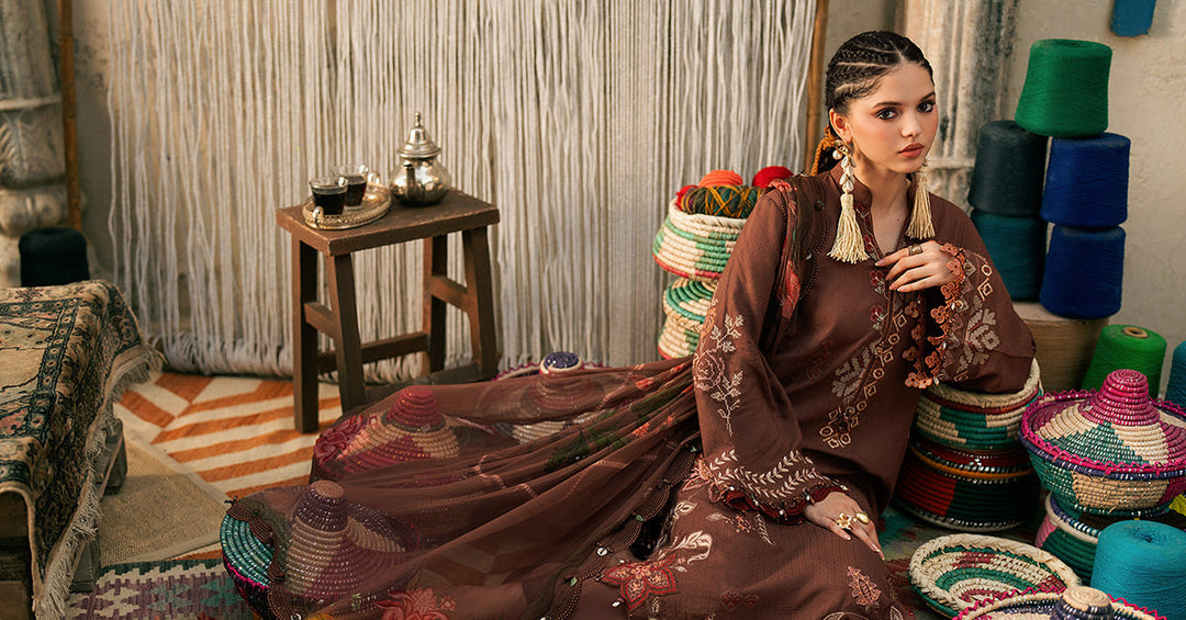 Maria B M.Prints 10B light brown dobby linen unstitched suit – view 7