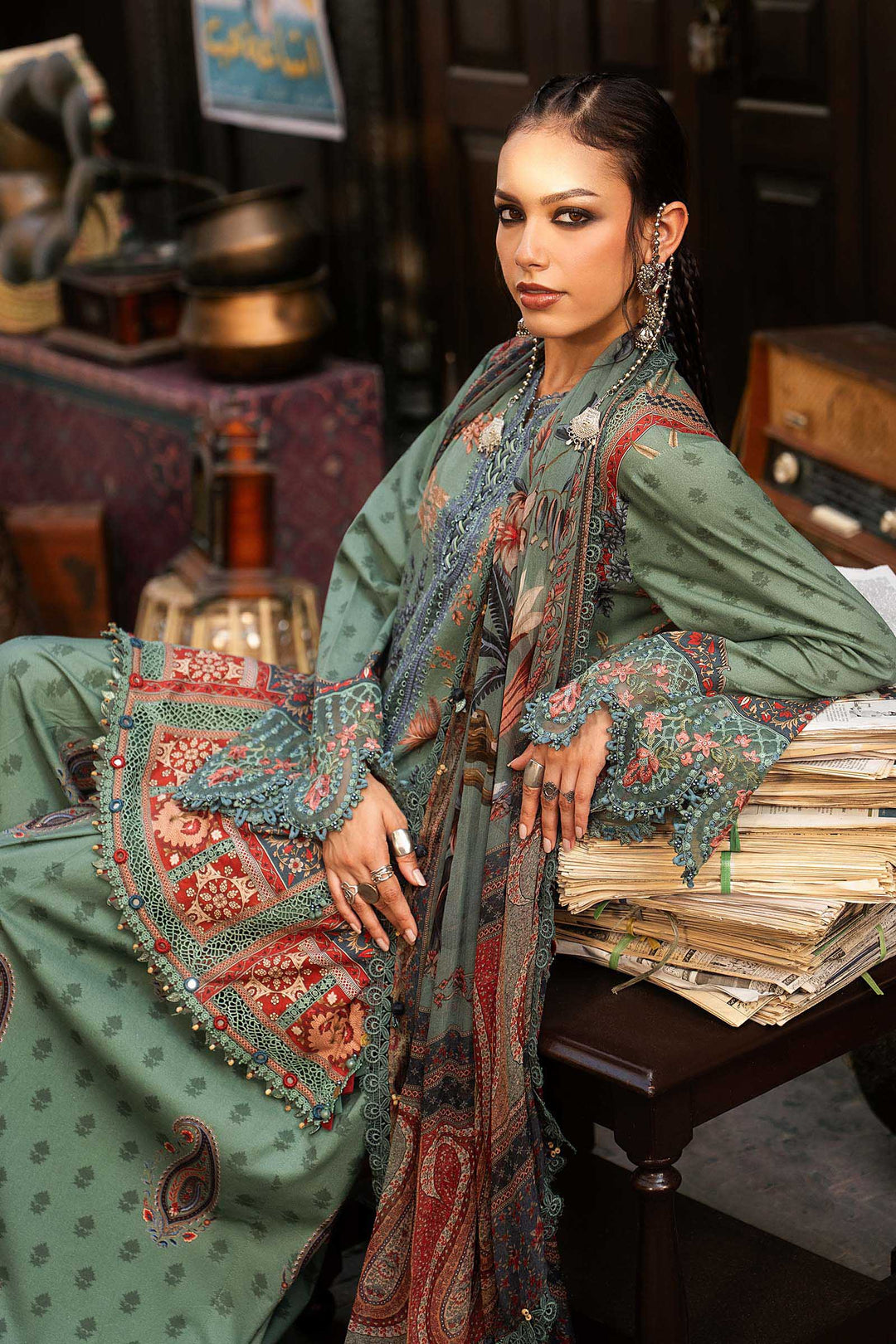 Maria B M.Prints 2A sea green cambric unstitched suit – view 6