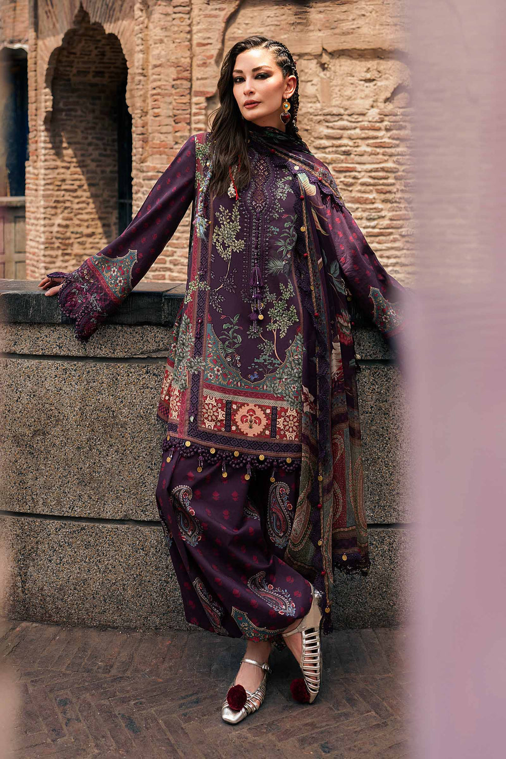Maria B M.Prints 2B purple cambric unstitched suit – view 2