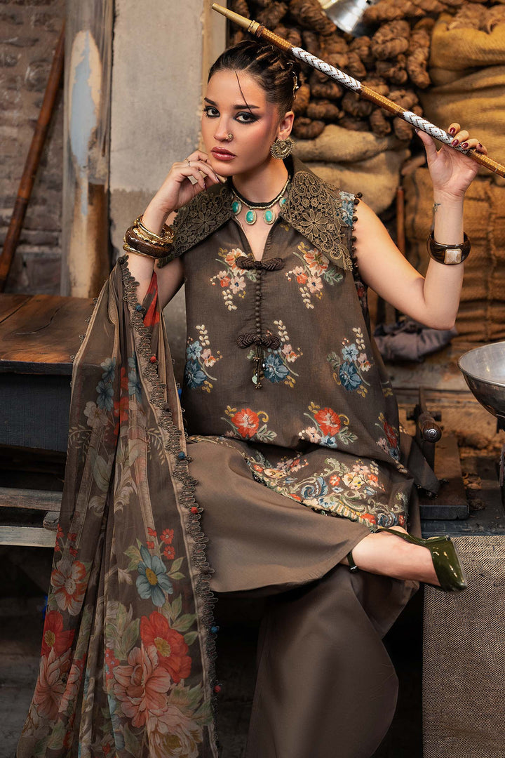 Maria B M.Prints 3B brown cambric unstitched suit – view 2
