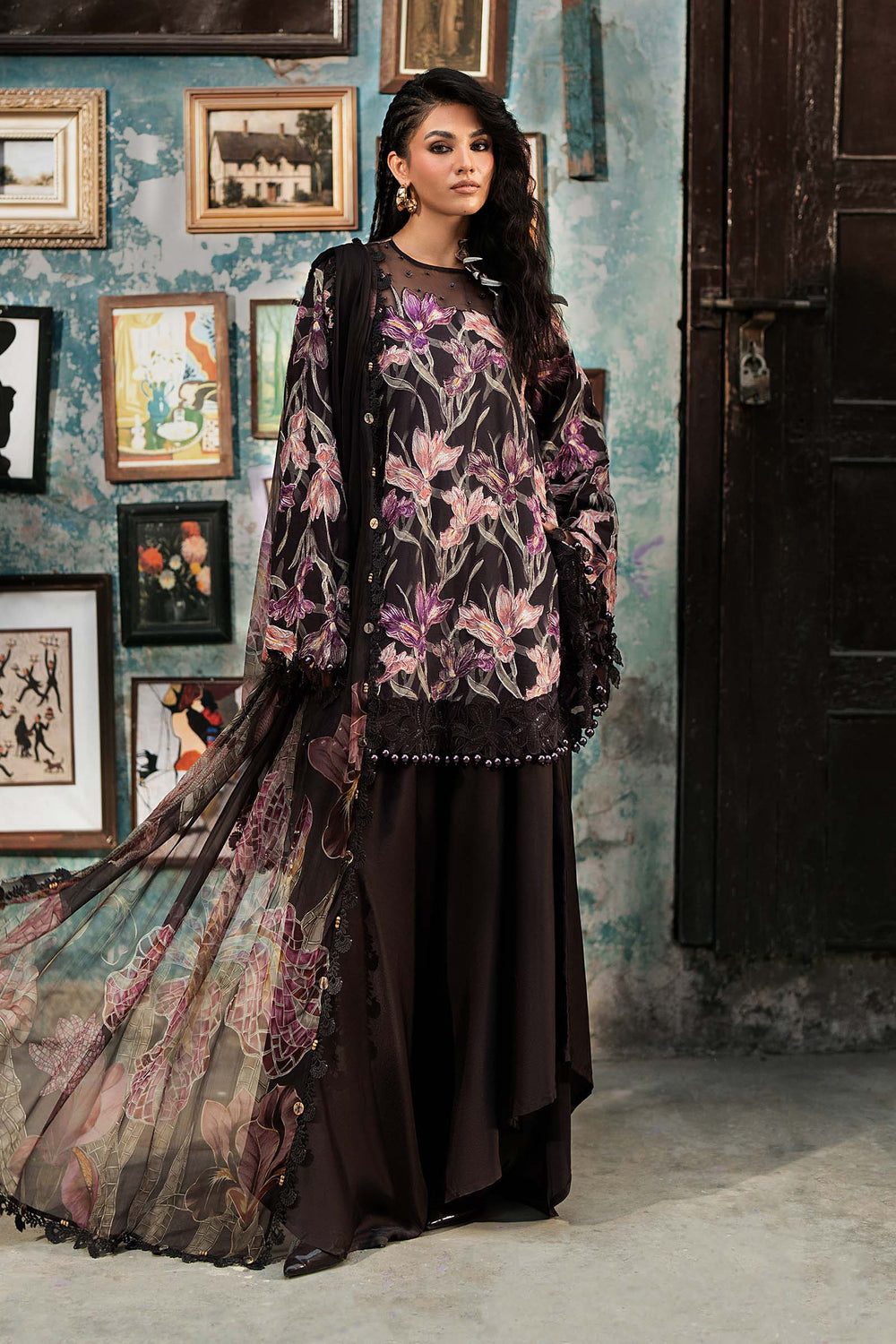 Maria B M.Prints 4B brown cambric unstitched suit – view 2