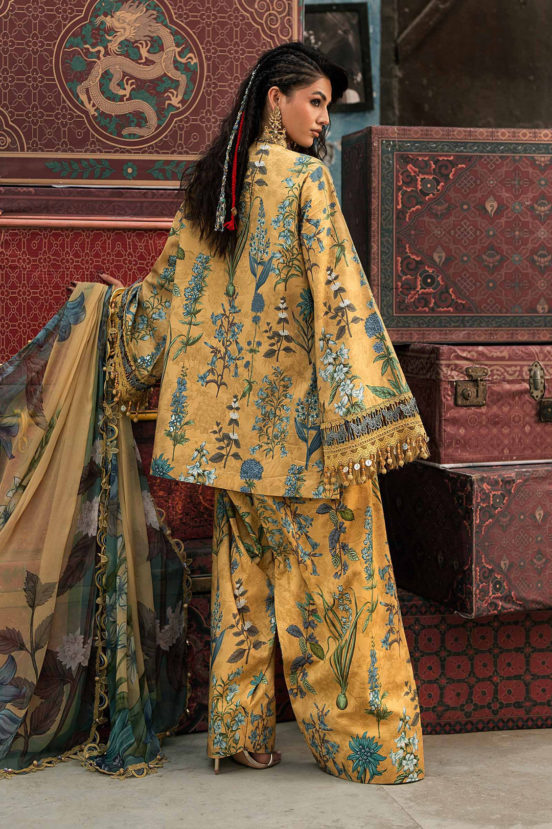 Maria B M.Prints 6A mustard cambric unstitched suit – view 4