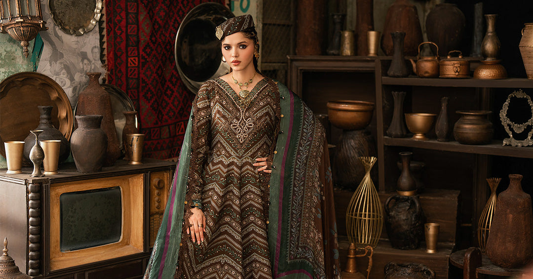 Maria B M.Prints 7A brown cambric unstitched anarkali suit – view 8