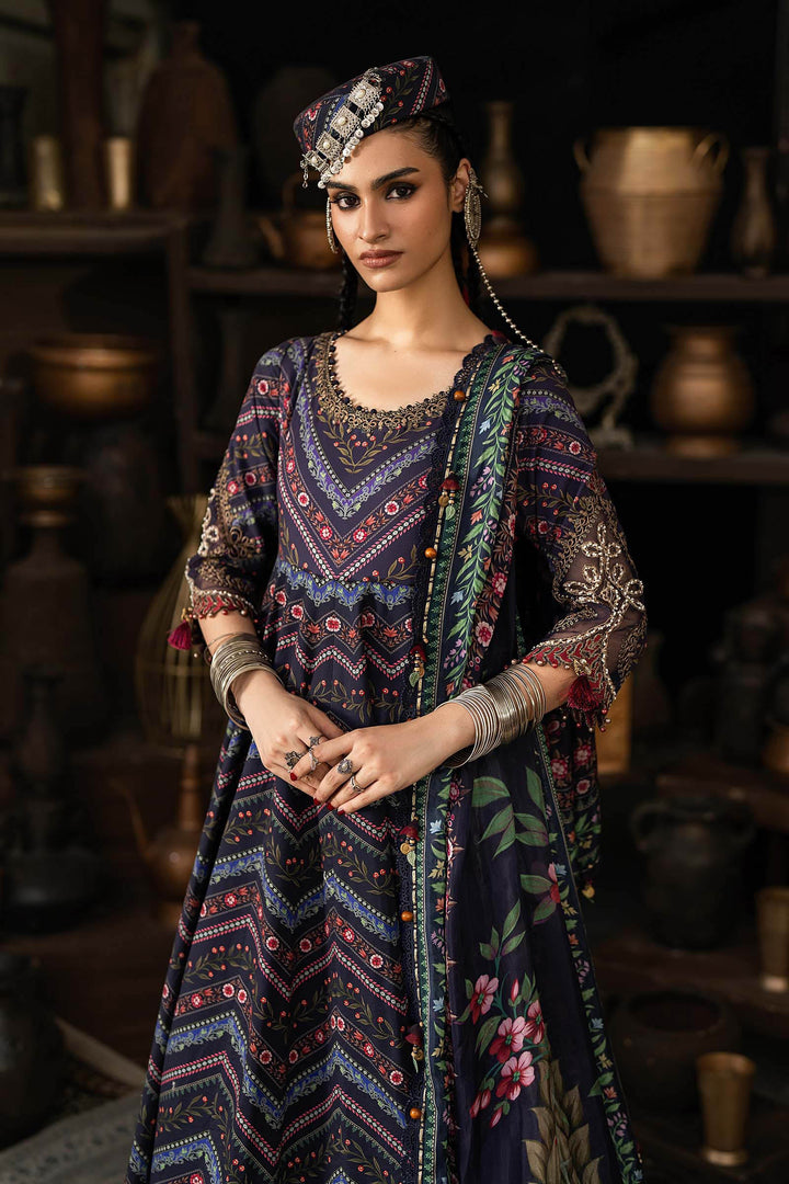 Maria B M.Prints 7B blue cambric unstitched anarkali suit – view 5
