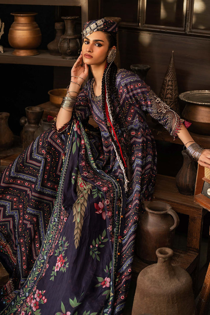 Maria B M.Prints 7B blue cambric unstitched anarkali suit – view 8