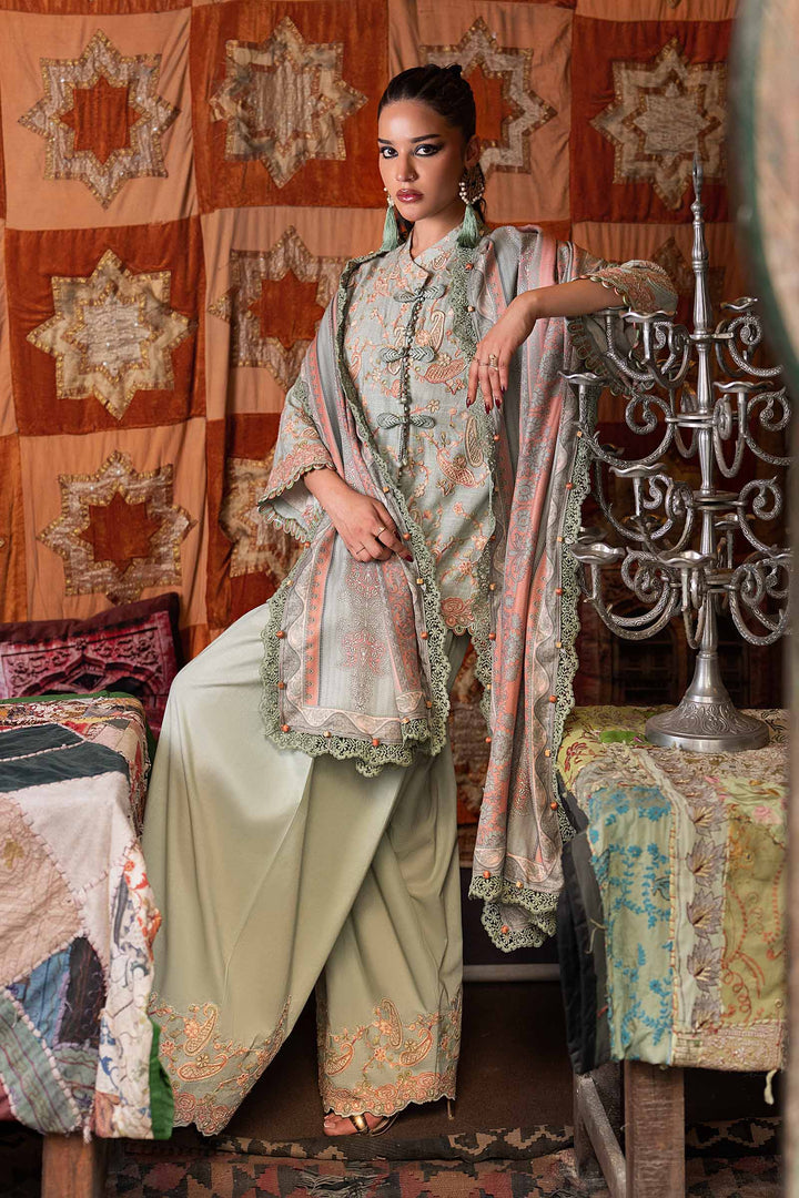 Maria B M.Prints 8B sea green Irish linen unstitched suit – view 7